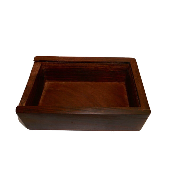 Handcarved Floral Keepsake Wood Jewelry Box With Slide open Bottom - Picture 16 of 16